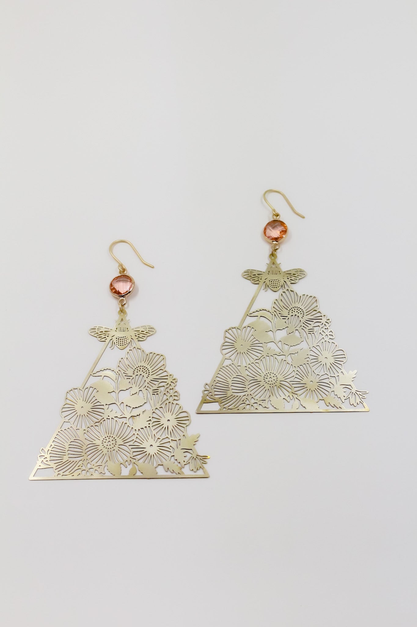 Bees in the Garden Peach Statement Earrings
