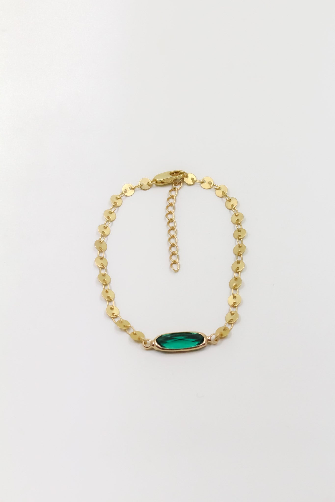 Oval Sea Green Bracelet with Coin Chain