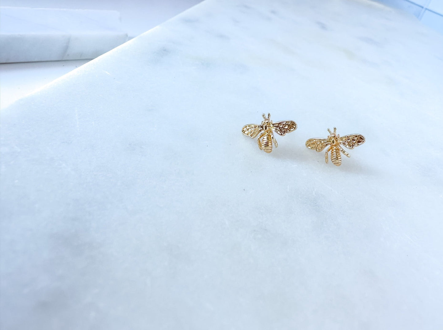 Dainty Brass Bee Stud Earrings