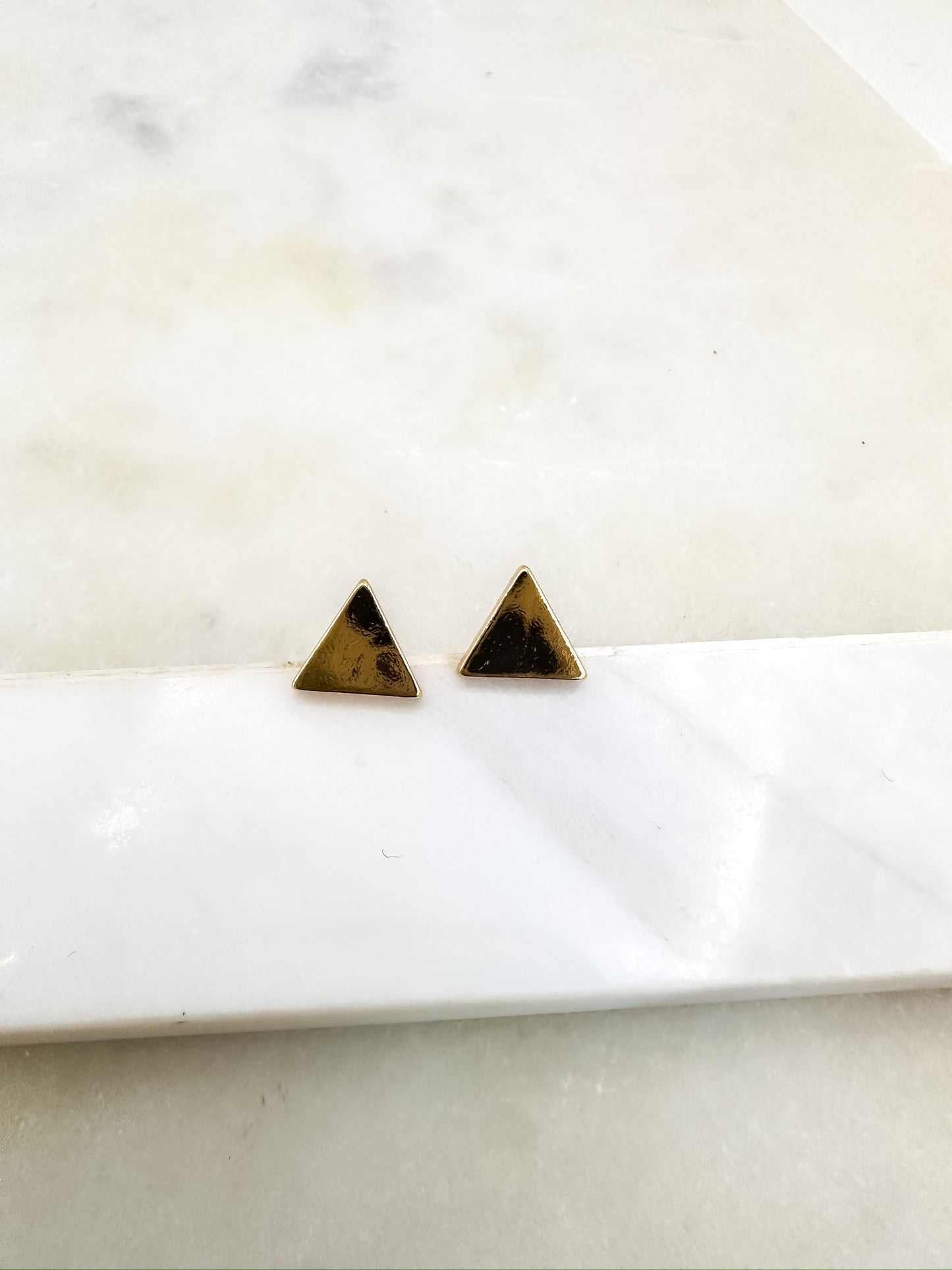 Brass Triangle Stud Earrings